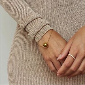18K Gold Plated Ball Pendant Chain Pull Bracelet